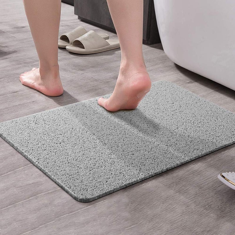 Asvin Soft Textured Bath, Shower, Tub Mat, 24x16 Inch Rectangular, Phthalate Free, Non Slip Comfort Bathtub Mats with Drain, PVC Loofah Bathroom Mat for Wet Areas, Quick Drying, Grey - Image 2